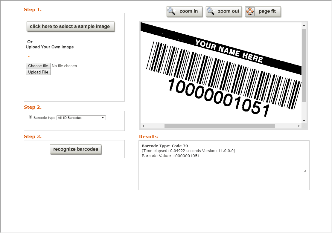 Screenshot of Barcode Xpress .NET Core