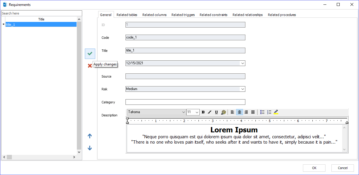 Requirements management is easy with ERBuilder Data Modeler.