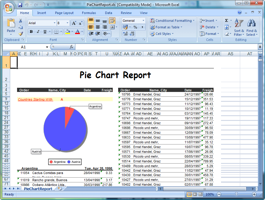 Screenshot of Aspose.Cells for JasperReports