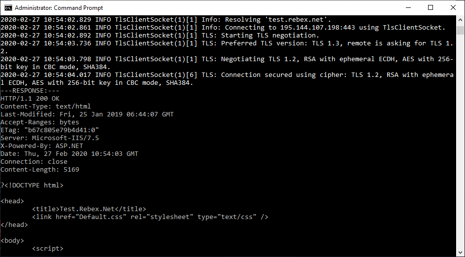 Screenshot of Rebex TLS