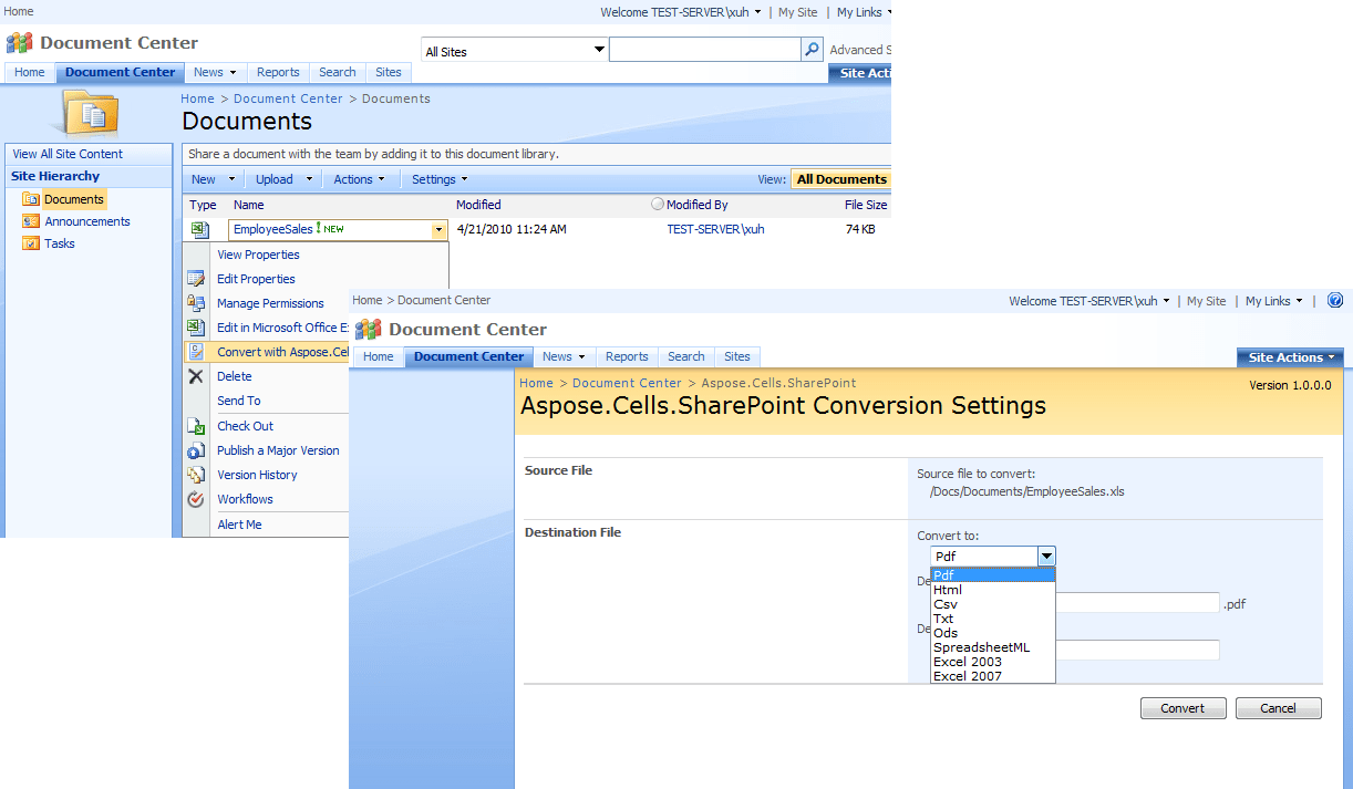 Aspose.Cells for SharePoint