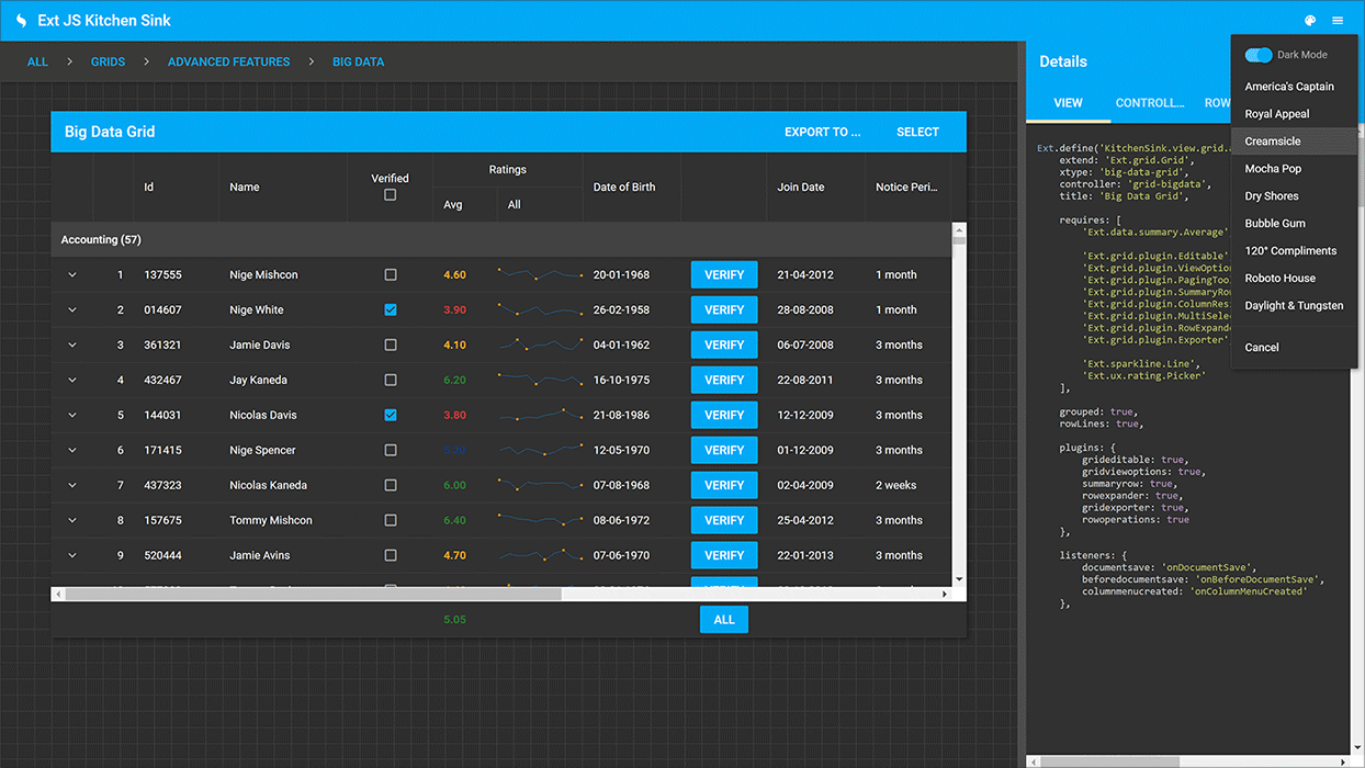 Screenshot of Sencha Ext JS