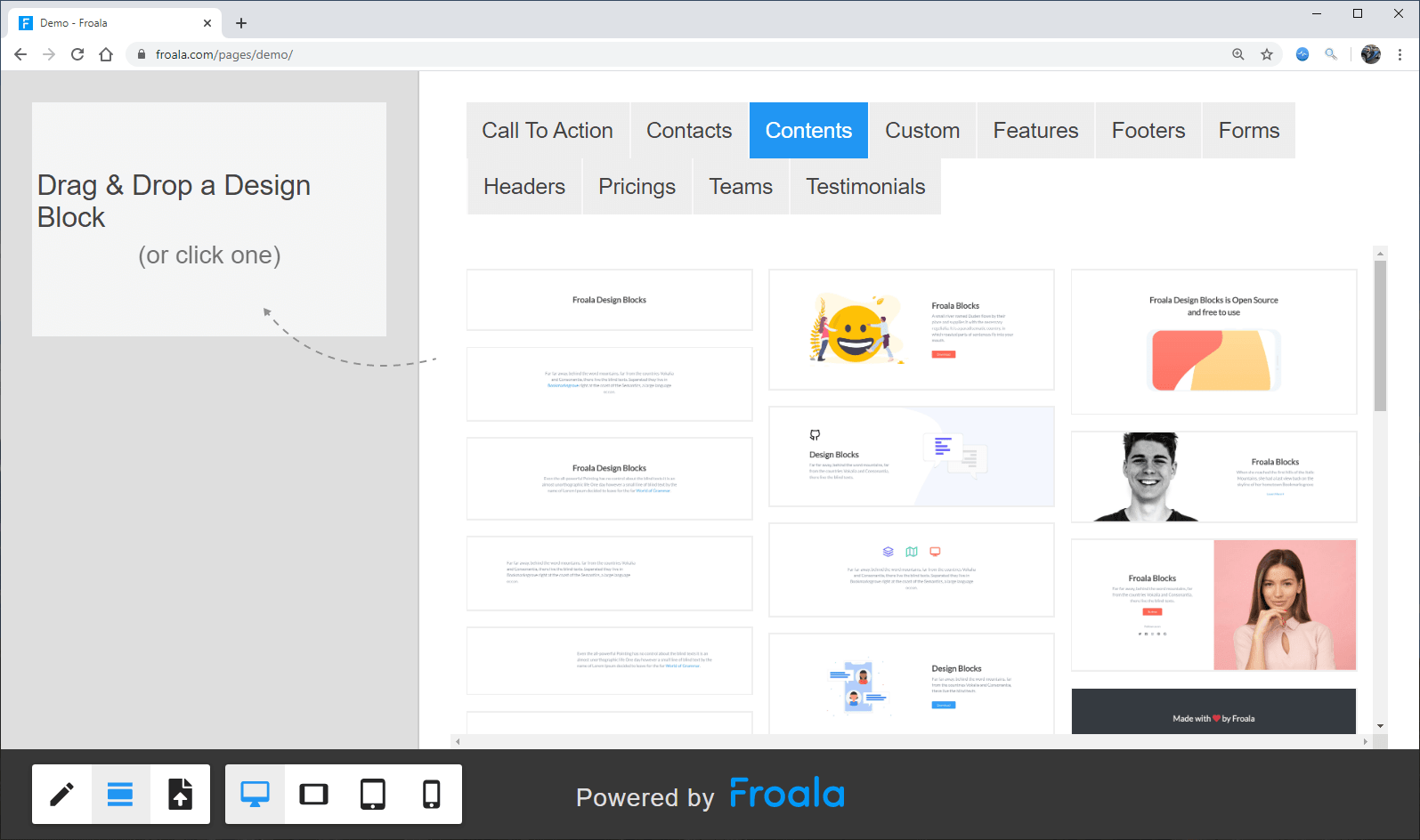 Screenshot of Froala Pages