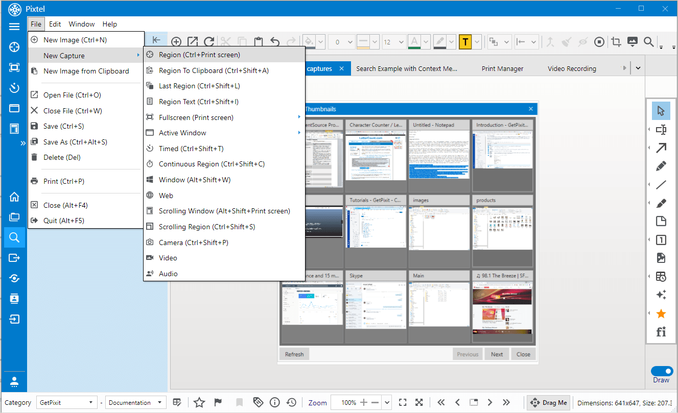 Comprehensive Capture OptionsCapture high-quality screenshots with various options such as Region, Full-Screen, Continuous Region, Window, Scrolling, and Contin