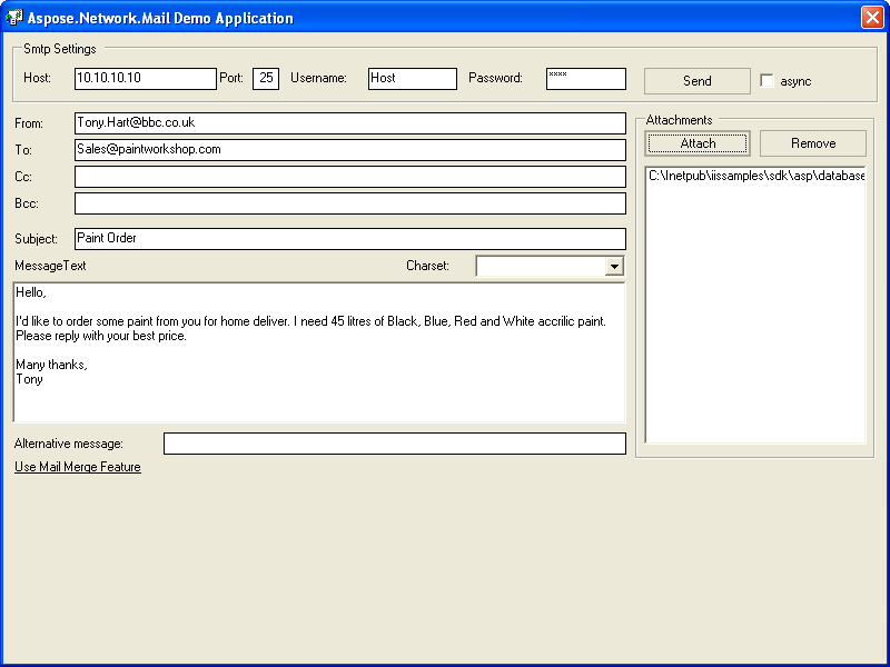 EmailUse Aspose.Network to send mail via SMTP, POP3 and IMAP.