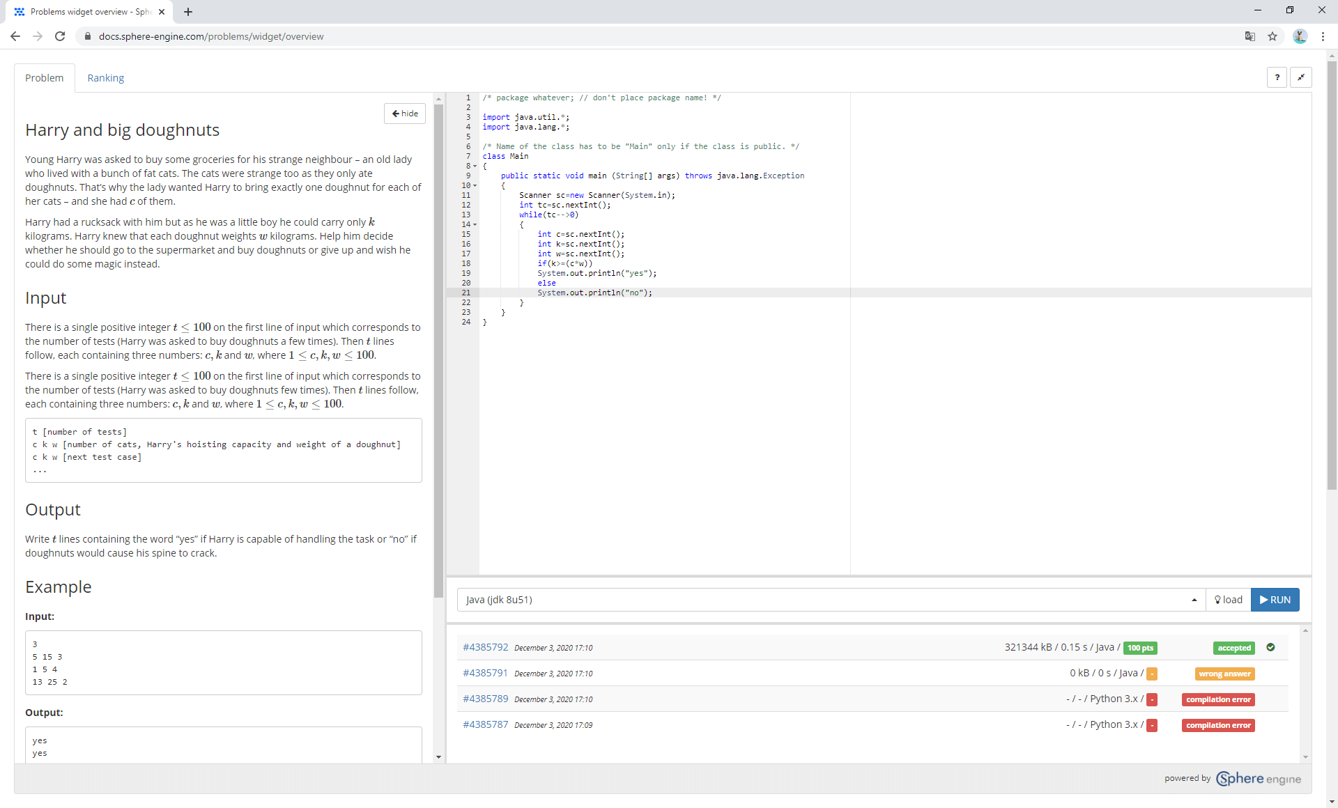 Sphere Engine Problems Module