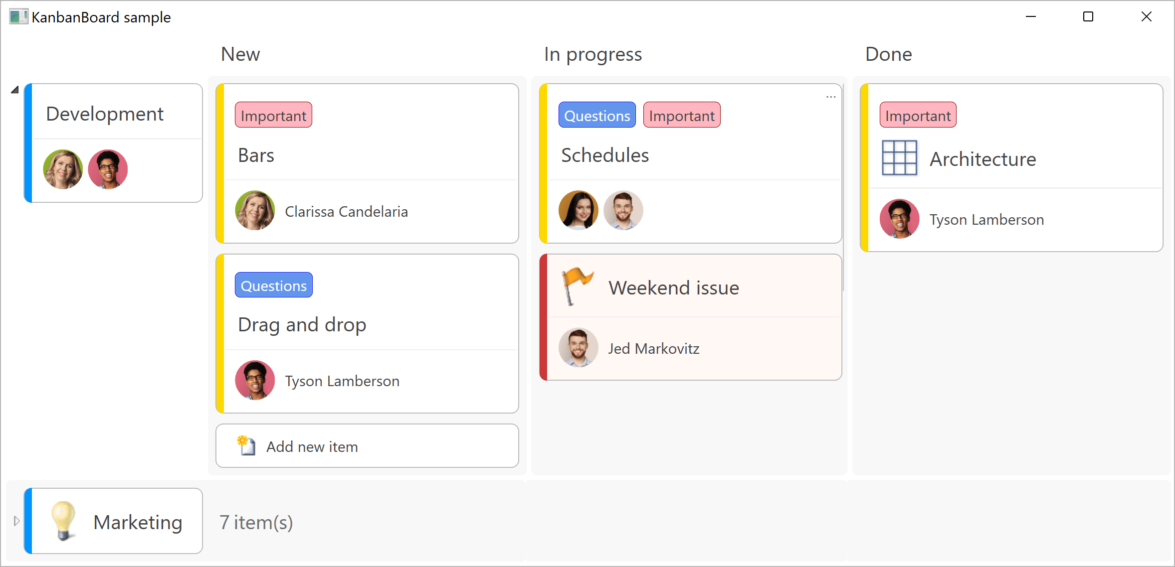 Screenshot of DlhSoft Kanban Library for WPF