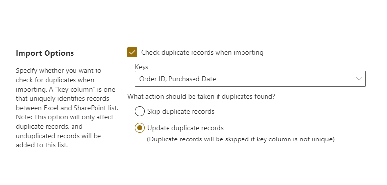 Skip or Update Duplicate Records