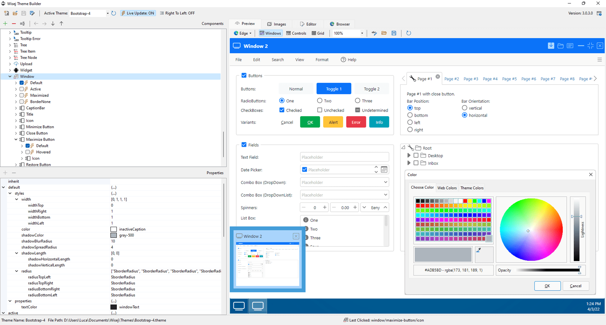 Wisej.NET Theme BuilderIncredibly powerful and flexible theme builder. It’s a standalone single executable that can edit all aspects of Wisej single-file themes