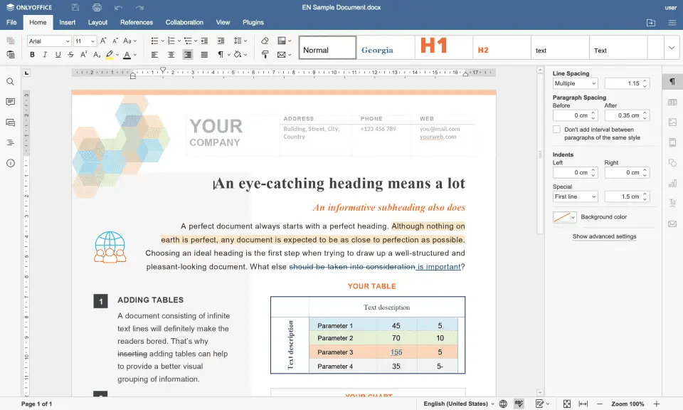 Screenshot of ONLYOFFICE Docs Enterprise Edition with Drupal Connector