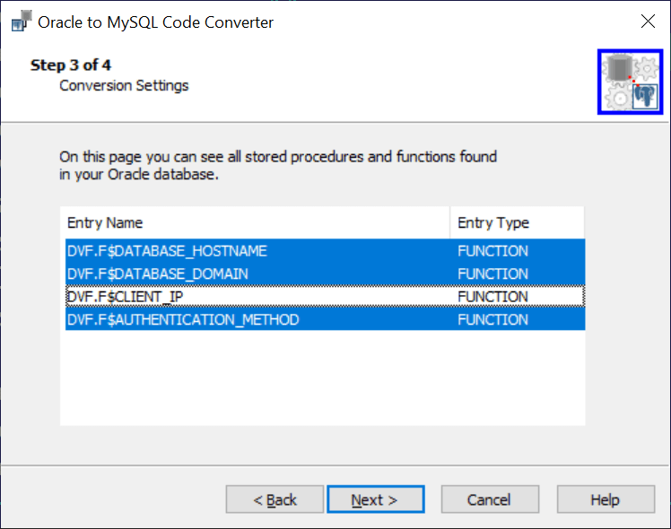 Screenshot of Oracle to MySQL Code Converter