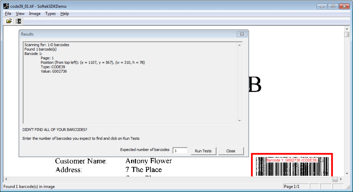 Screenshot of Softek Multi-Platform Barcode Reader Toolkit for .NET