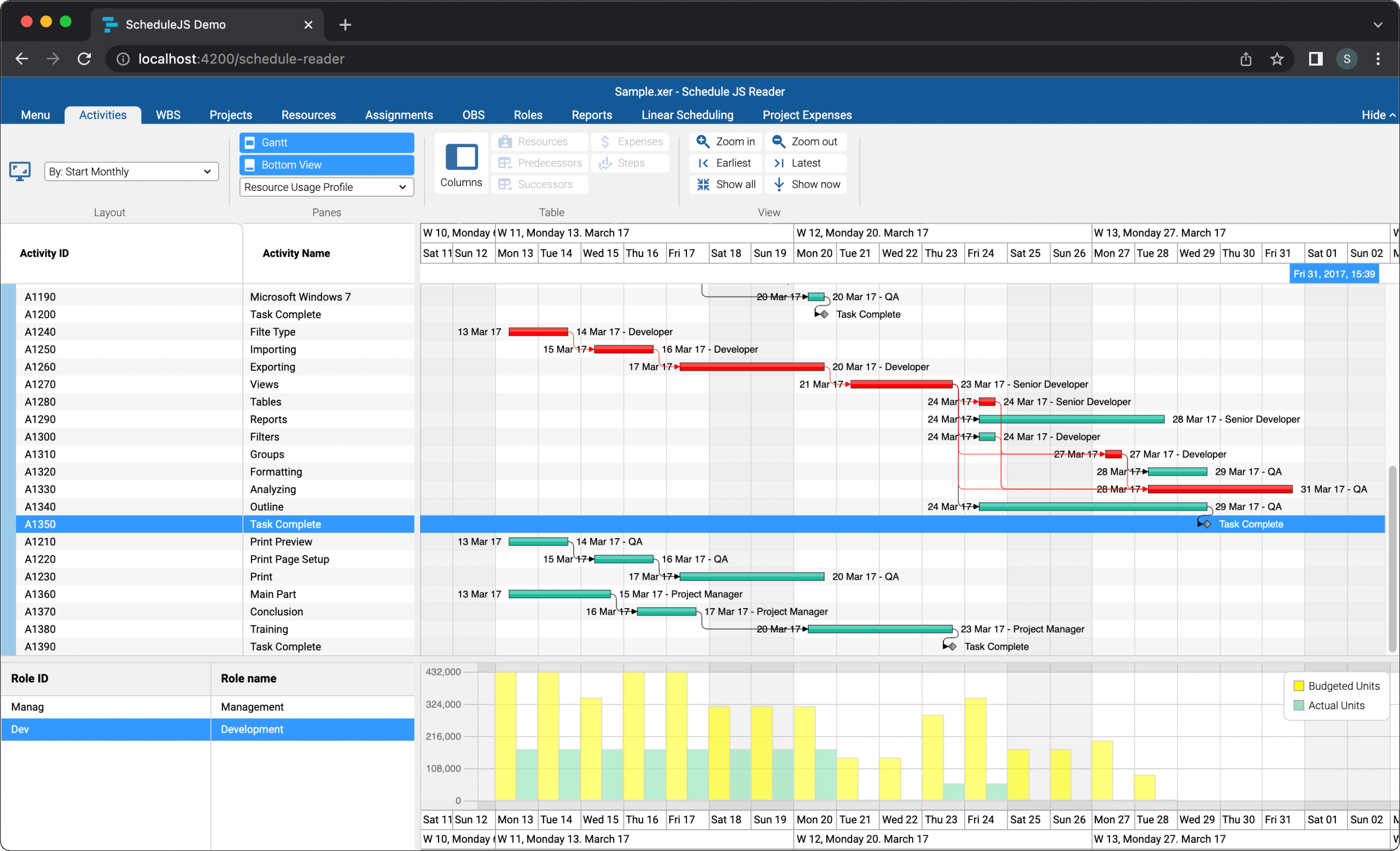 Screenshot of ScheduleJS
