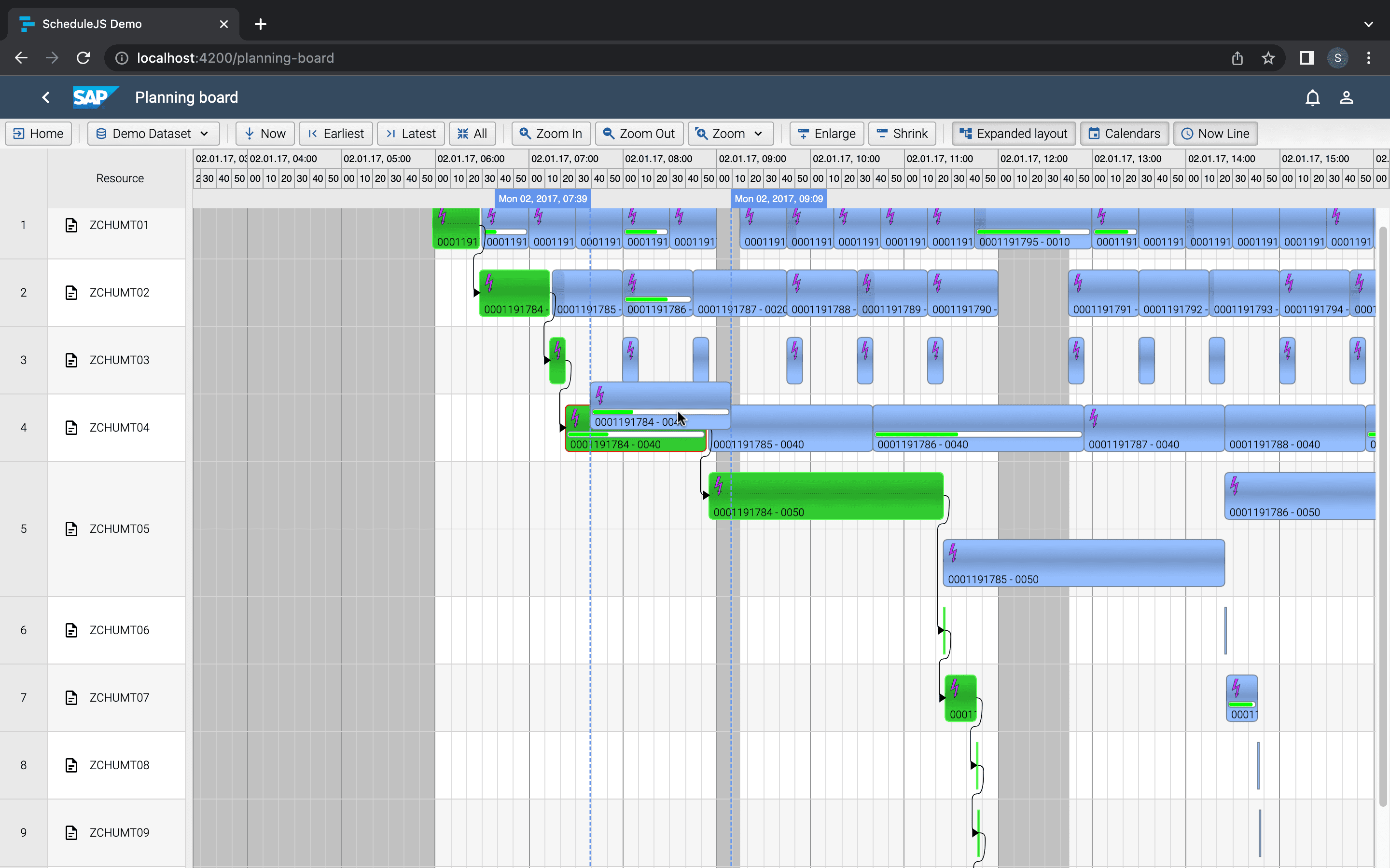 ScheduleJS - Multidirectional Drag and DropAllow both horizontal and vertical drag and drop operations.