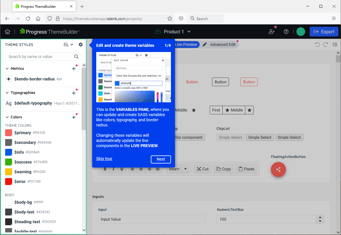 Screenshot of Progress ThemeBuilder