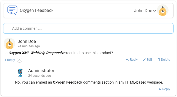 Screenshot of Oxygen Feedback (non AI)