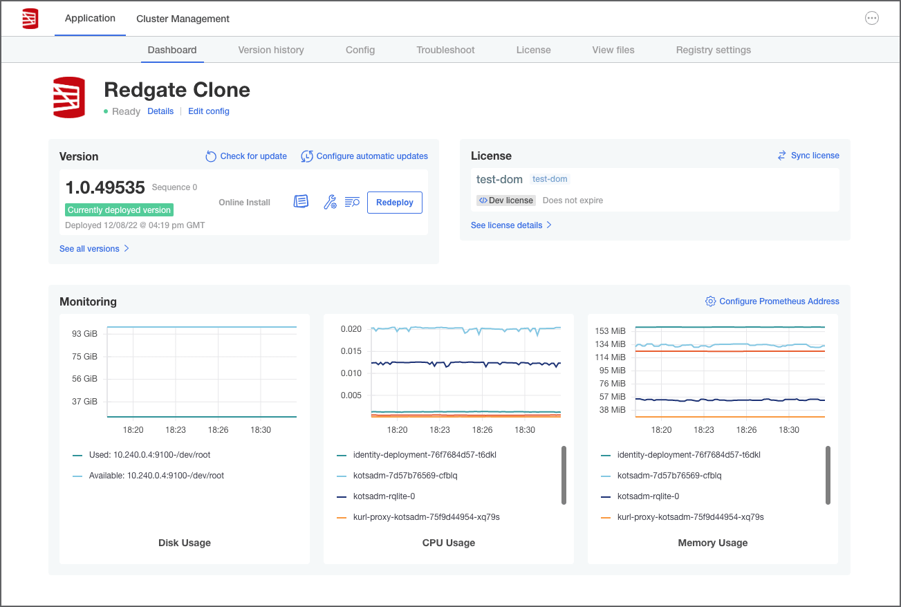 Screenshot of Redgate Clone