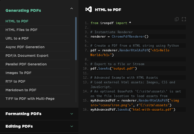 Screenshot of IronPDF for Python