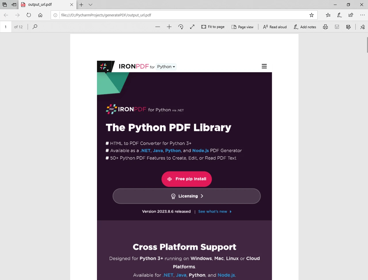 Generate a PDF File