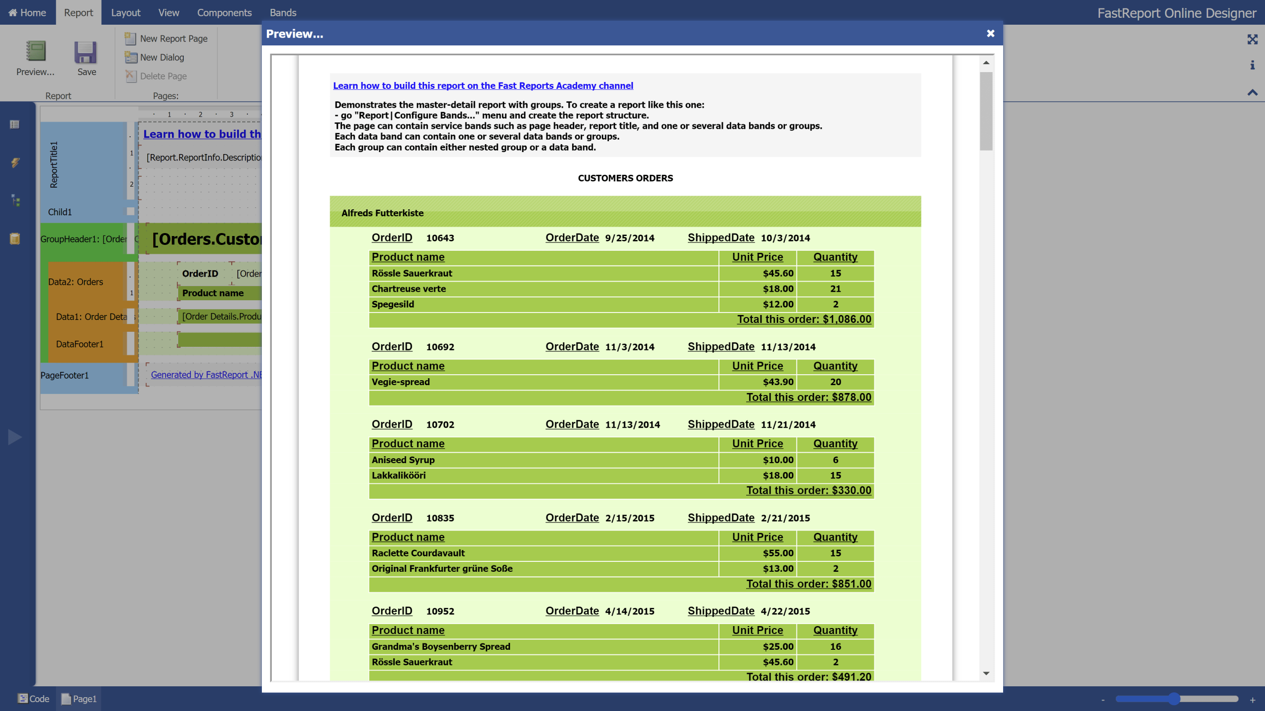 Screenshot of FastReport Cloud