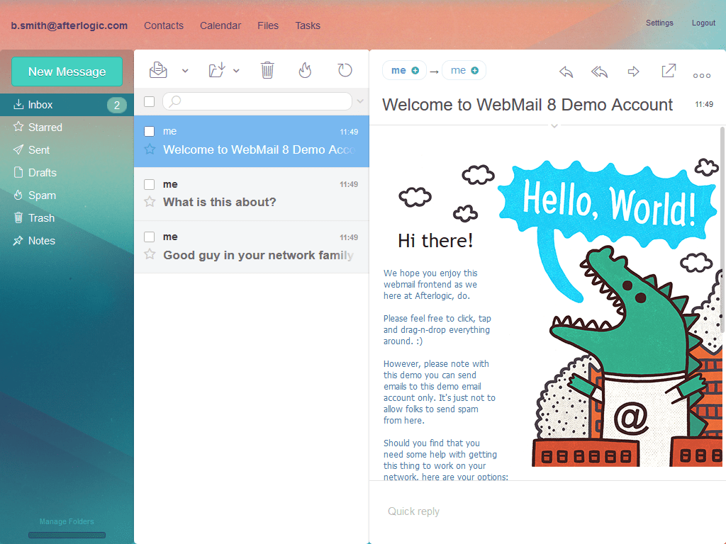 Screenshot of Afterlogic MailSuite Pro for Linux