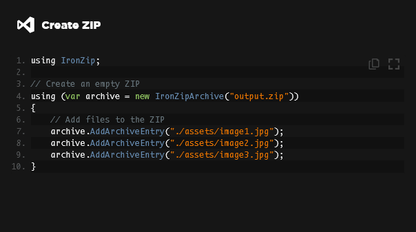 Screenshot of IronZIP for .NET