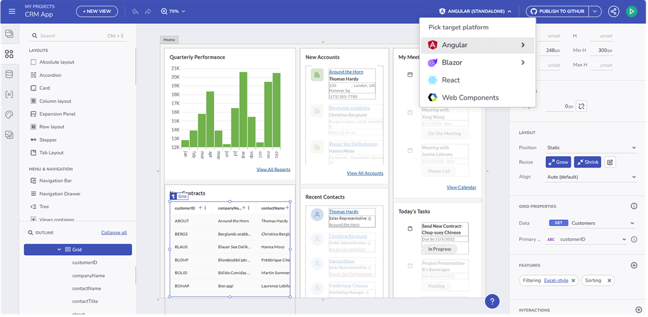 Screenshot of Infragistics App Builder