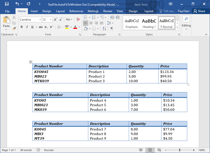 TablesYou can populate a table in a document with information from a database, including images stored in BLOB fields.