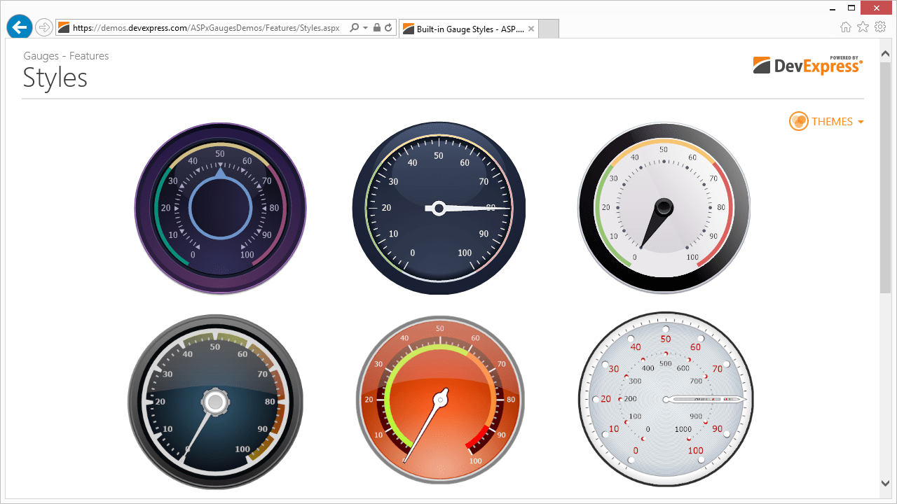 Screenshot of ASPxGauges Suite