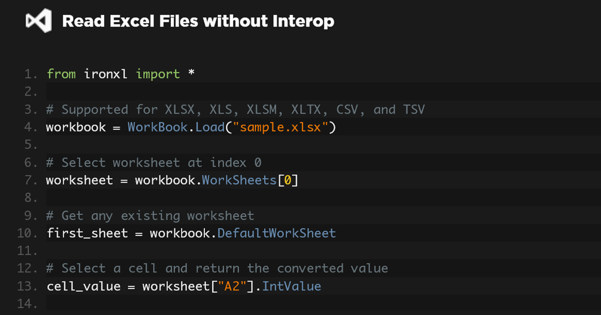 Screenshot of IronXL for Python via .NET