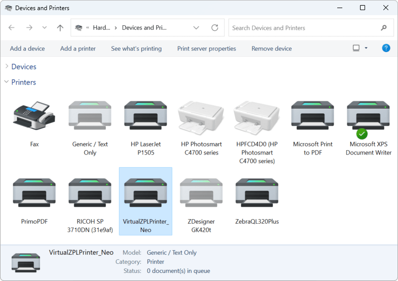 Neodynamic Virtual ZPL Printer Driver
