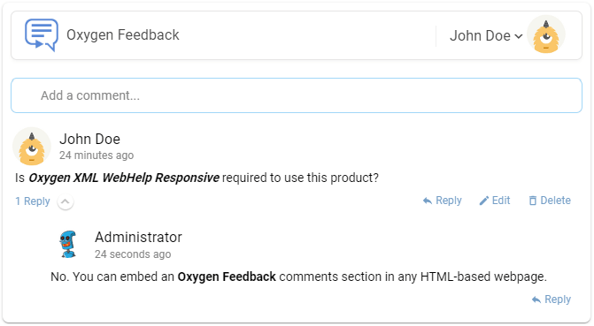 Screenshot of Oxygen Feedback Enterprise (AI-ready)