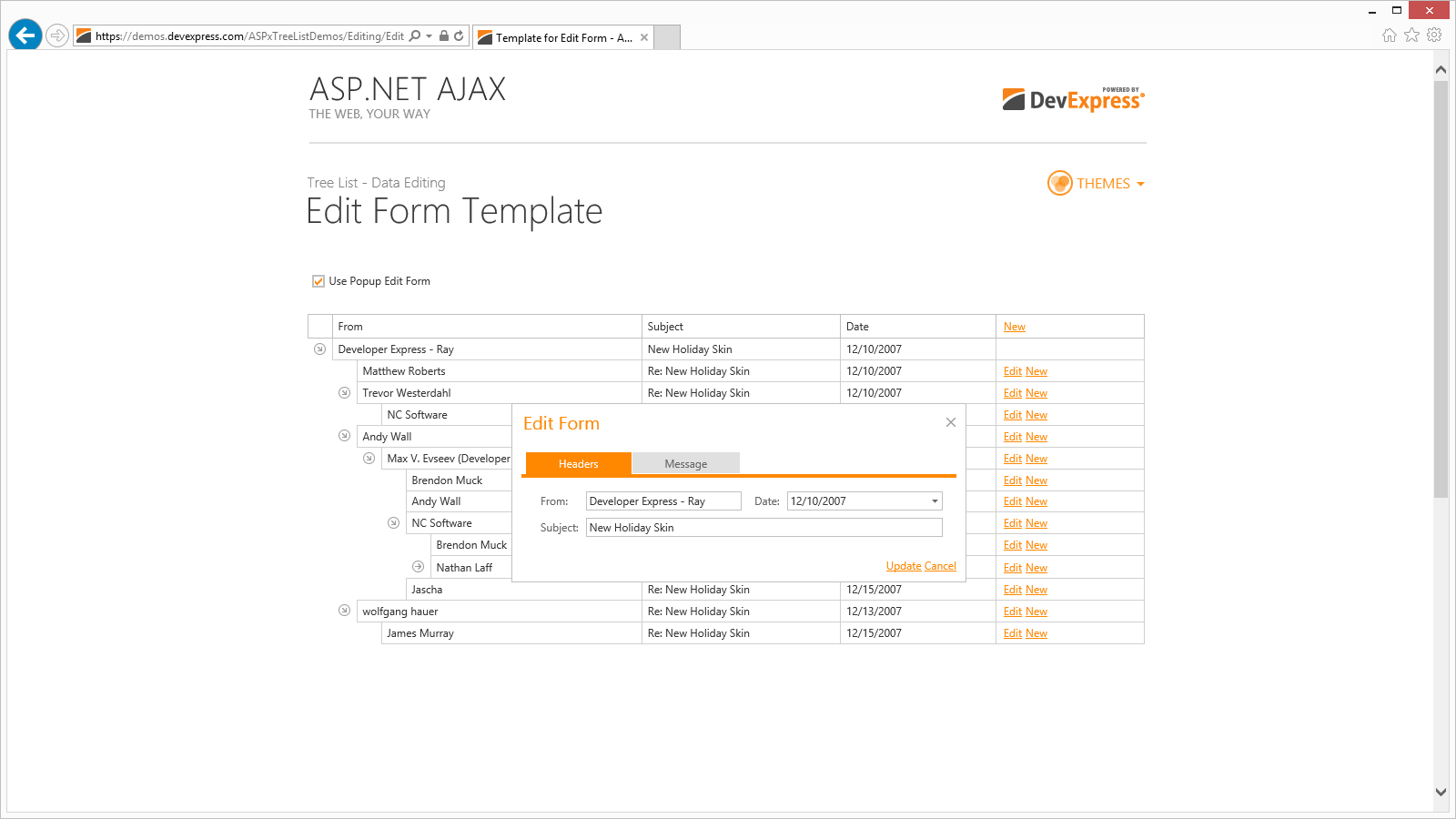 Treelist Pop-up Edit Forms