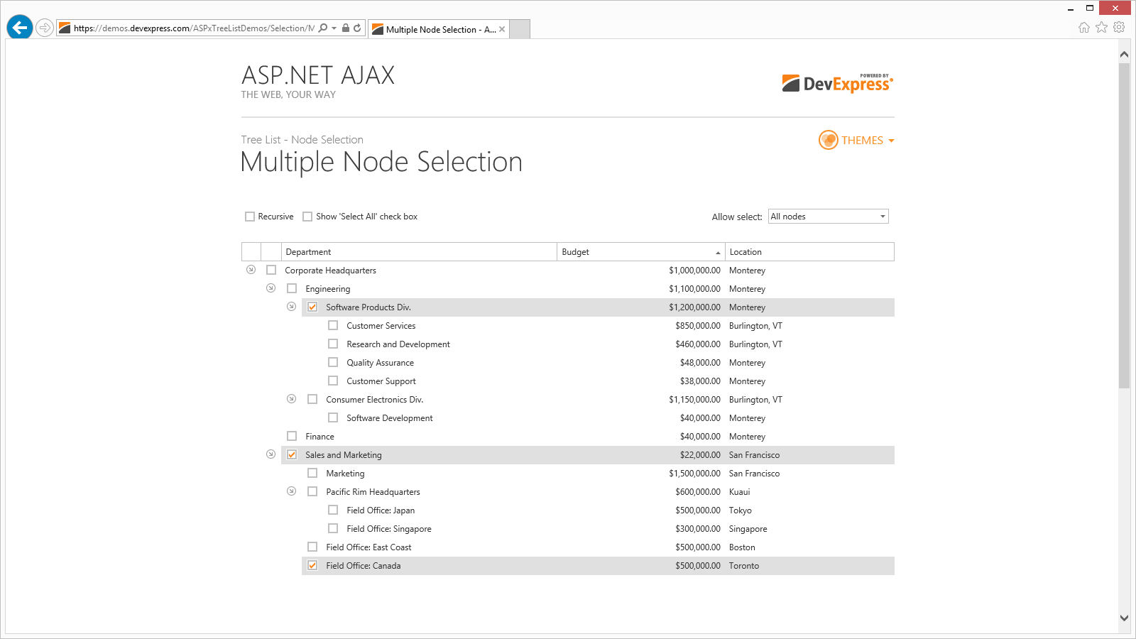 ASPxTreeList