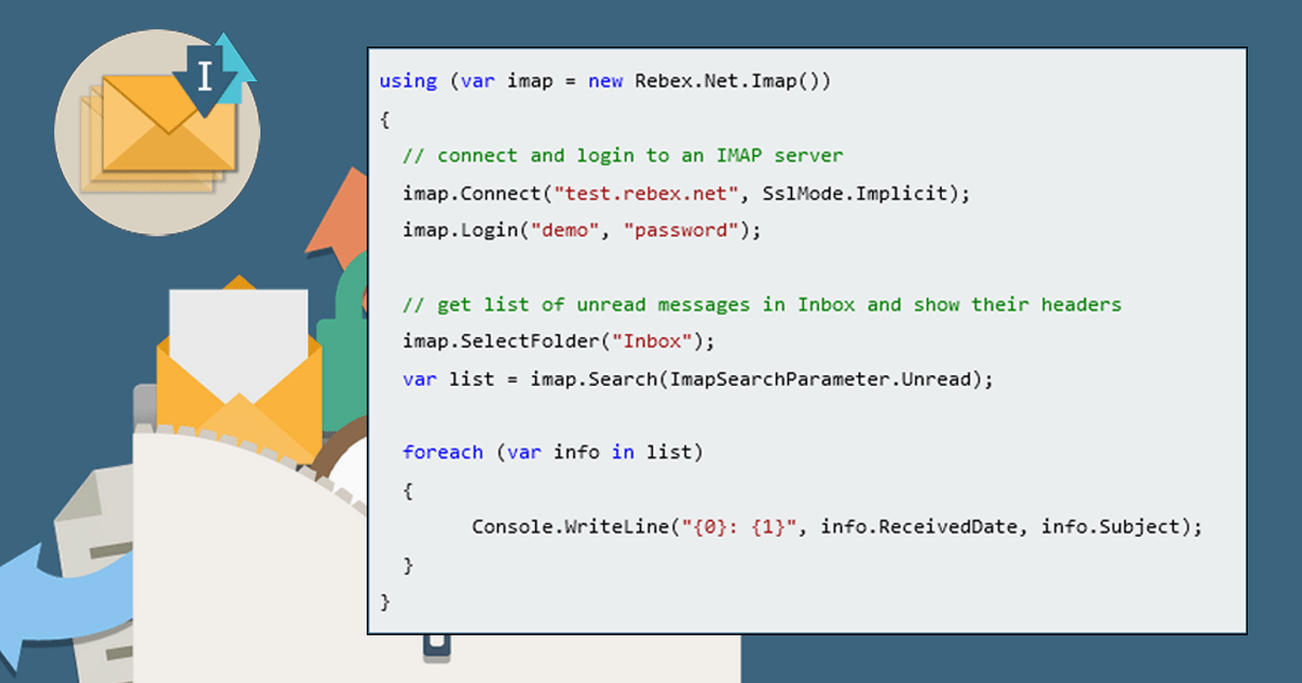 Screenshot of Rebex IMAP