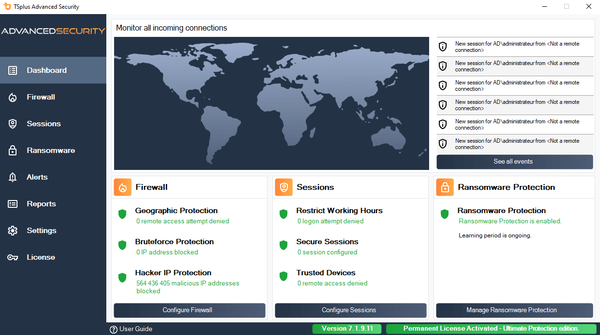 Screenshot of TSplus Advanced Security