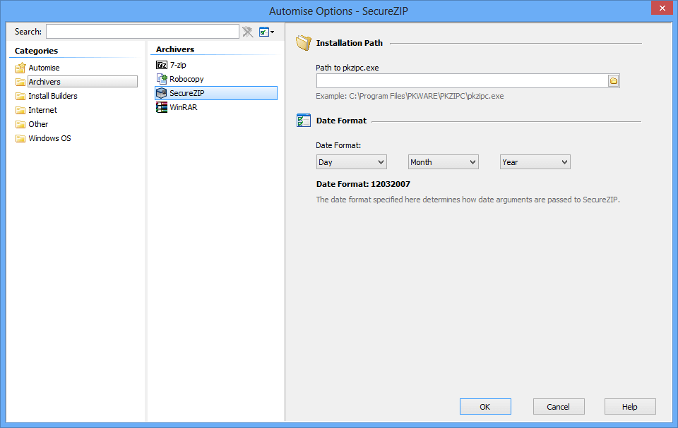 Automise Archivers Options