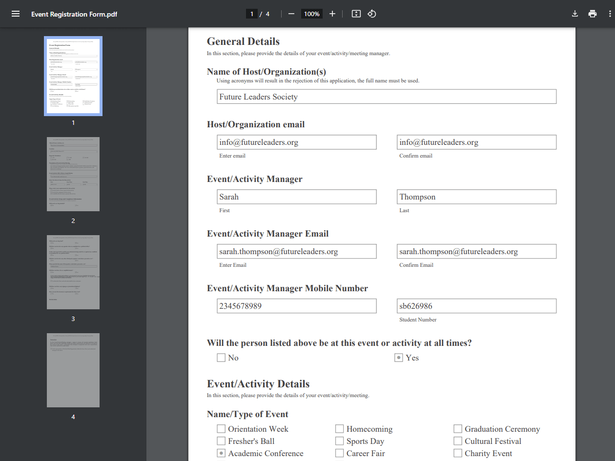 Screenshot of SurveyJS PDF Generator