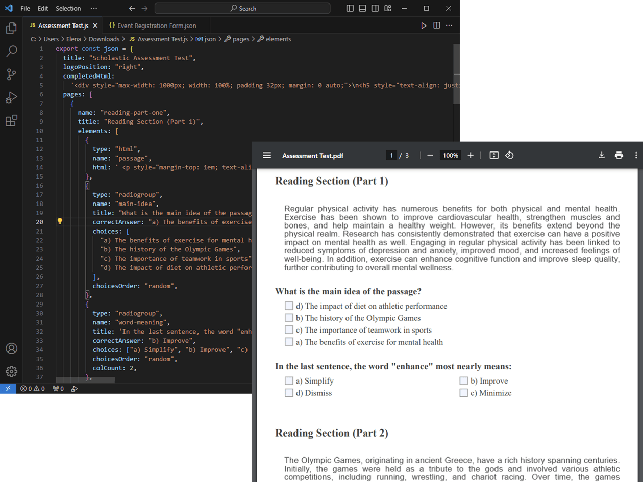 JSON-driven PDF form