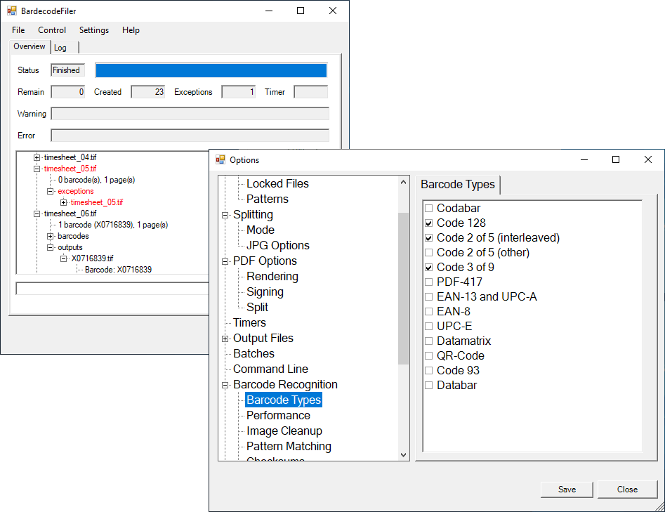 Screenshot of BardecodeFiler
