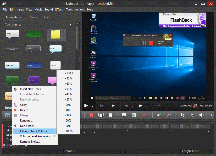 Sound OptionsFlashBack gives you the choice of recording sound either when the movie is being recorded, or later when the movie is being edited. Using the Playe