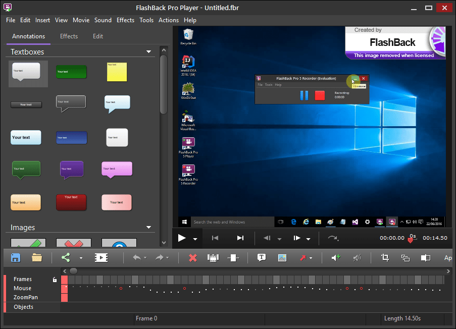 FlashBack PlayerThe Player application plays back movie files created by the Recorder, displaying a perfect recreation of what was seen during recording.