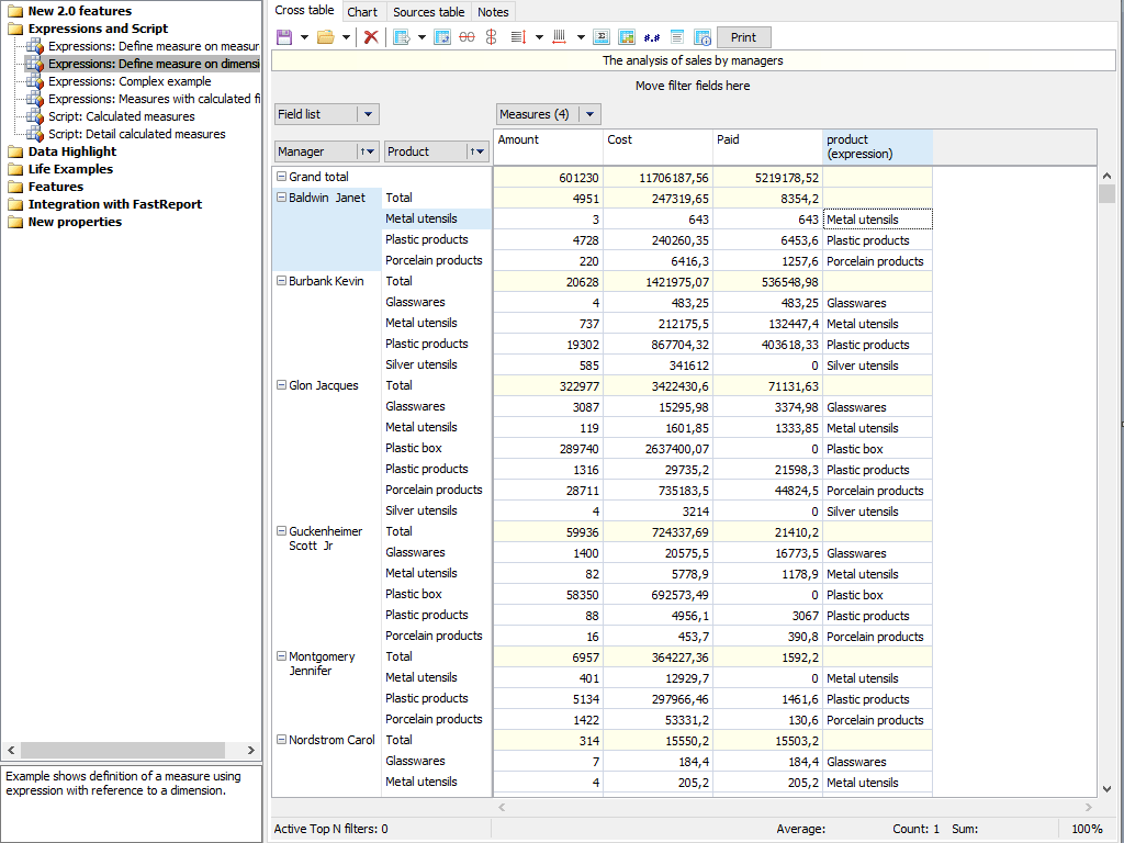 Screenshot of FastReport VCL Analysis