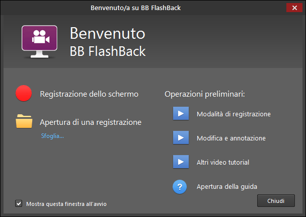 Screenshot of FlashBack Pro Italian Edition
