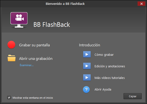 Screenshot of FlashBack Pro Spanish Edition