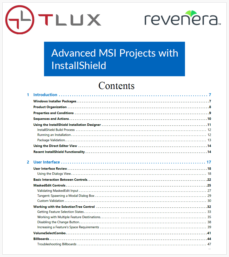 Screenshot of Advanced MSI Projects with InstallShield - TLUX Training Course
