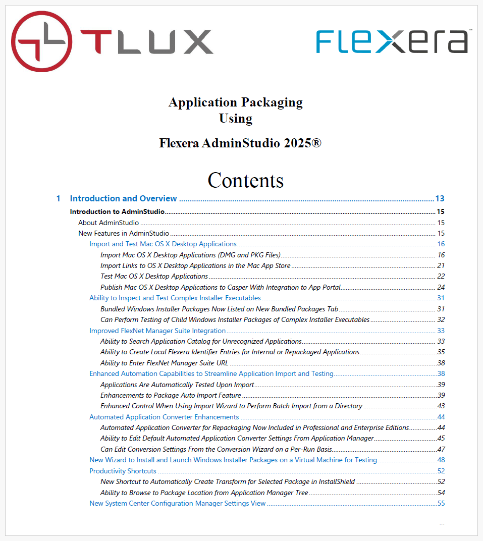 Application Packaging using Flexera AdminStudio - TLUX Training Course