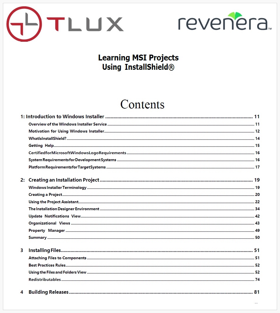 Screenshot of Learning MSI Projects using InstallShield - TLUX Training Course