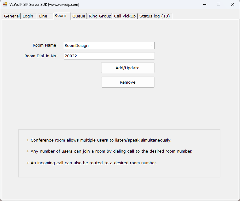 VaxVoIP SIP Server SDK Screenshot