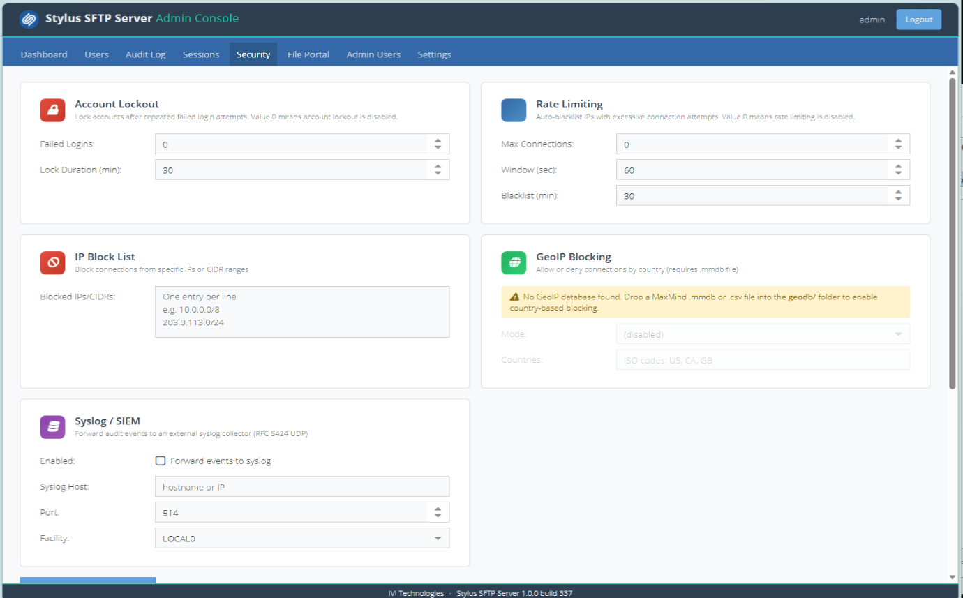 Screenshot of Stylus SFTP Server